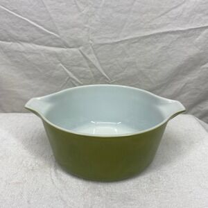Pyrex 475-B 2.5 Qt Avocado Green Round Casserole Dish Vintage USA Ovenware